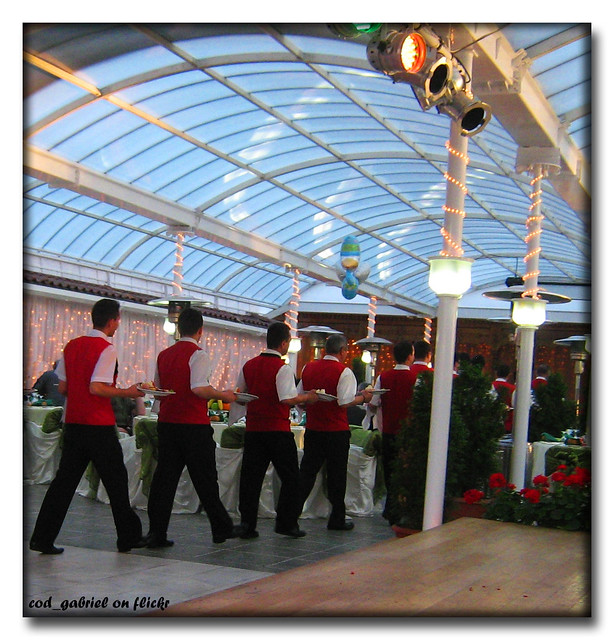 Waiters serving at a party