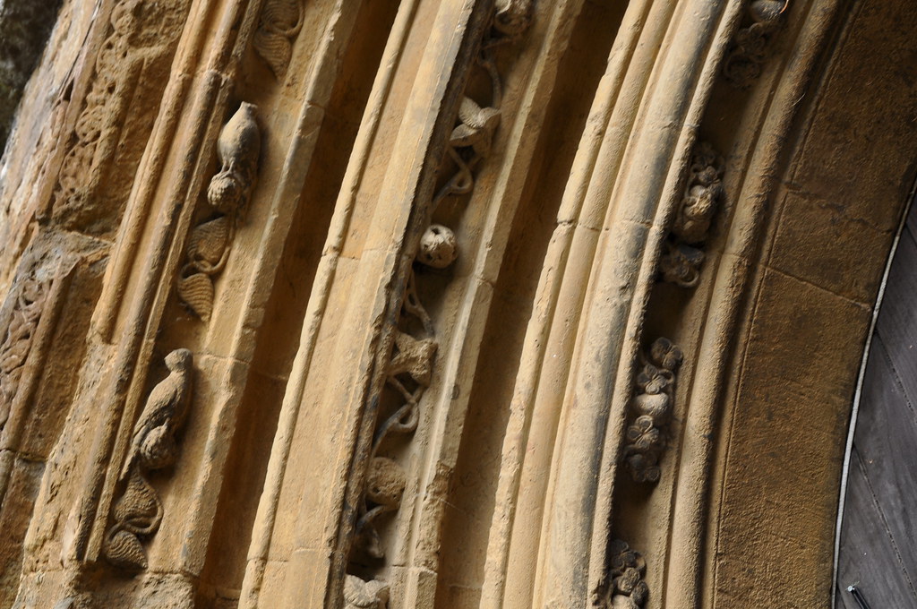 Bloxham 14th century west door hollows with birds, ballflo… | Flickr