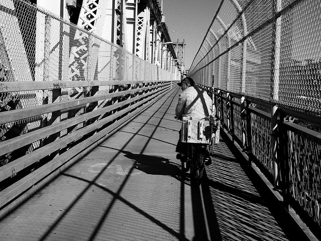 Biker on Manhattan Bridge