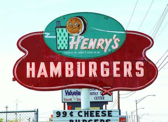 Henry's Hamburgers Vintage Intact Neon Sign - EX Condition - Fully Operational Restaurant  - Benton Harbor, Michigan - 5/12/09 Does This Still Exist?