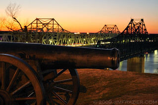 Vicksburg Bridges at Sunset (and a cannon)