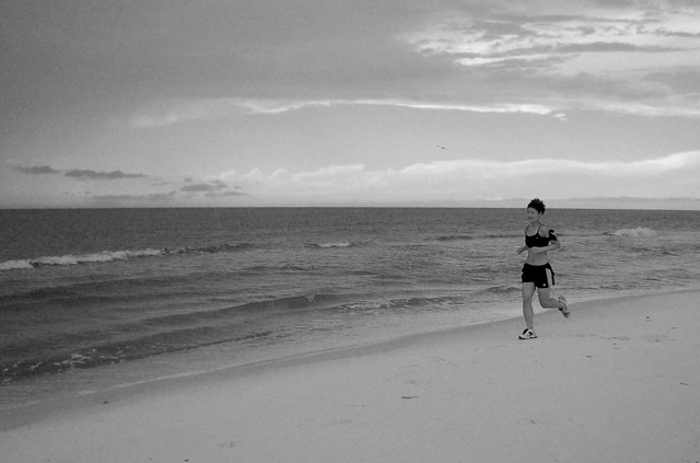 running on the beach