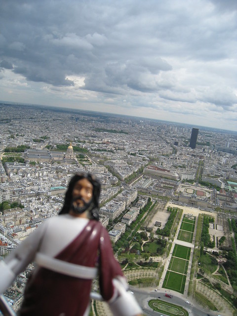 Jesus visits the top of the Eiffel Tower