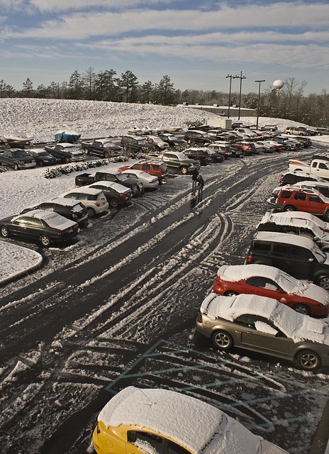 Snow in the parking lot