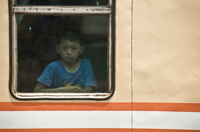 Taichung Railway area - Passing train window