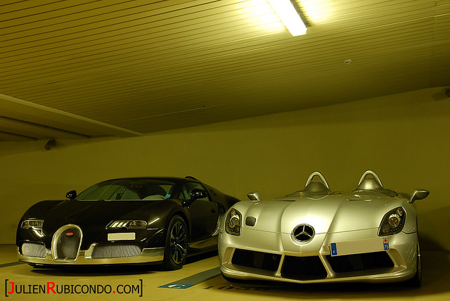 Bugatti Veyron Grand Sport Grey Carbon and SLR Stirling Moss