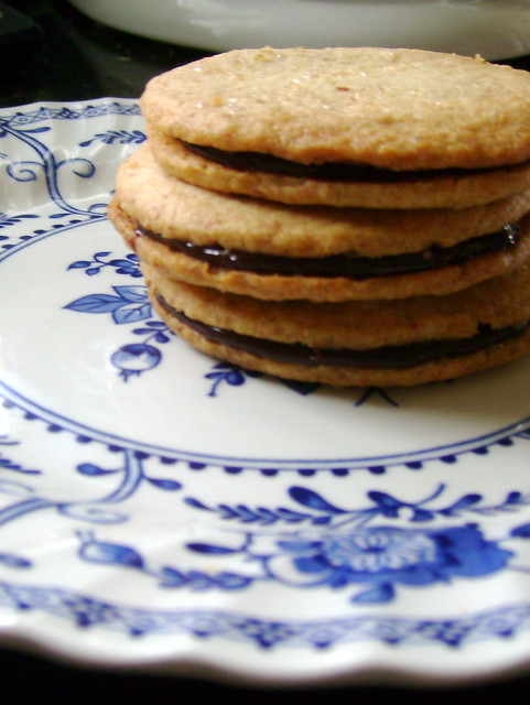 Coconut shortbreat with chocolate ganache