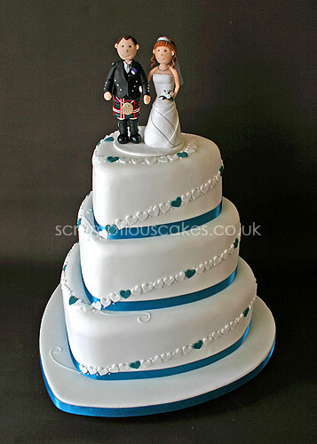 Wedding Cake (515) - Spiral Hearts & Personalised Topper