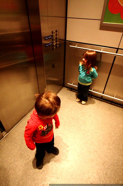 checking each other out in the elevator - _MG_0431
