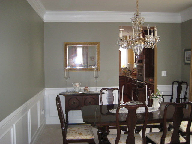 [Real Homes] Gray green dining room: Ellen Kennon's 'Ashen Green'