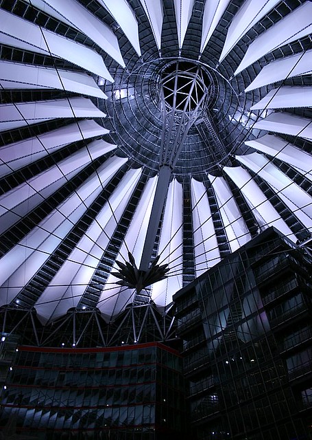 Berlin’s Sony Center viewed from inside