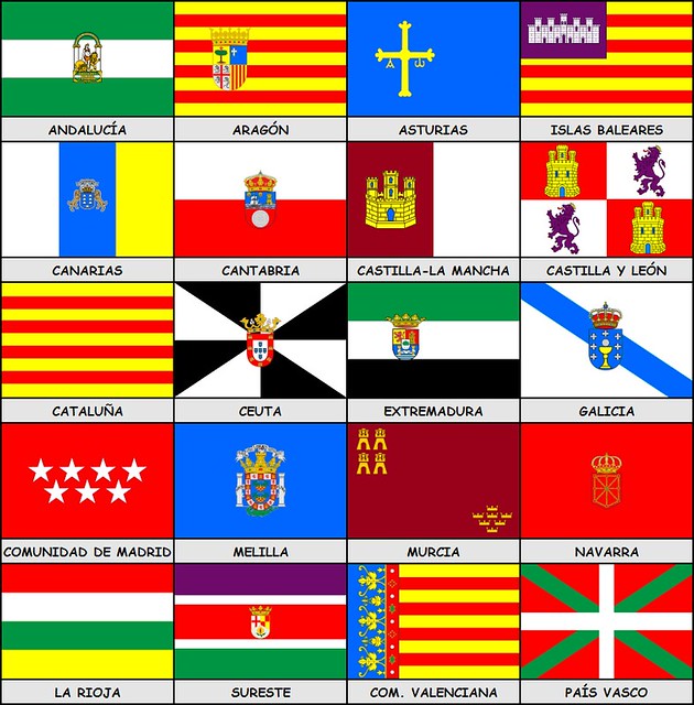 Transparentemente Tectónico hogar Banderas de las autonomías de España, con la Región del Su… | Flickr