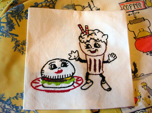 Free Embroidery Pattern Root Beer Float and Burger