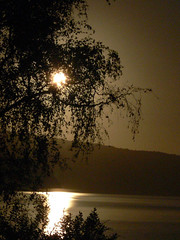 Moon at lake Tarawera