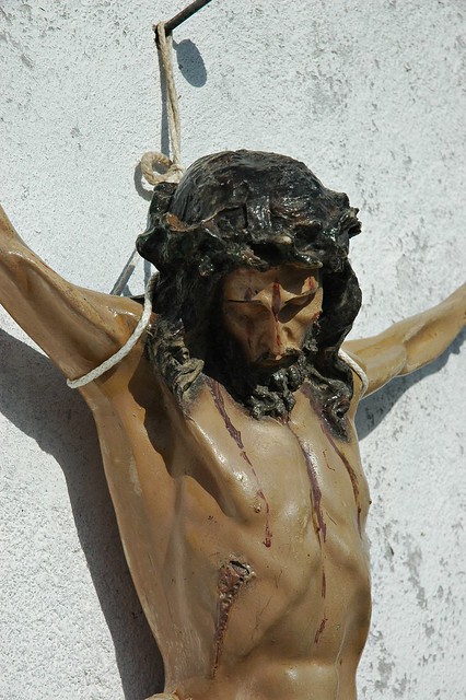 Crucified Christ statue, Hillside shrine, Folk art, Hermosilla, Mexico