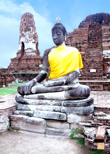 A Buddha statue at Wat Maha That Royal temple in Ayutthaya, Thailand.