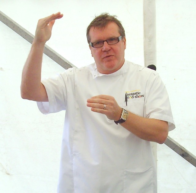 Celebrity Lancashire Chef Nigel Haworth does 'big fish little fish carboard box'