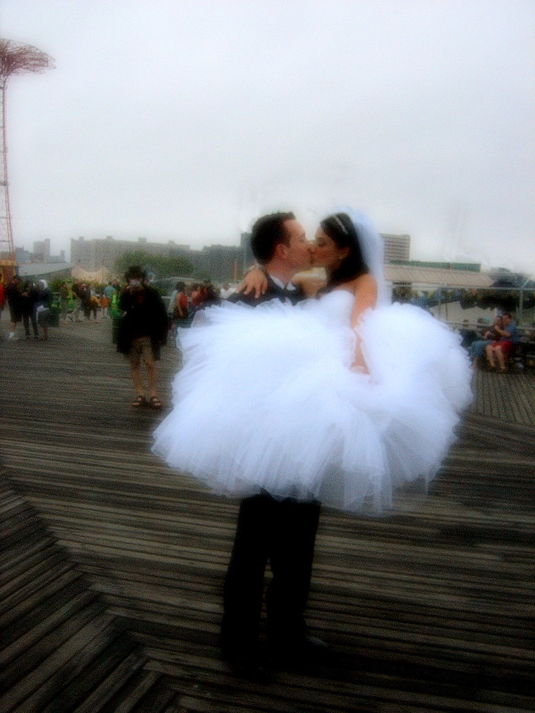 Coney Island Mermaid Parade Bride Groom Wedding 2009