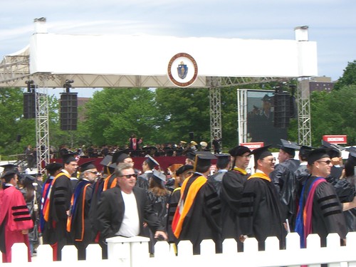 Faculty leaving the stage