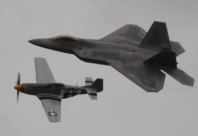 F-22A & P-51D PERFORM THE HERITAGE FLY PAST @ NAS OCEANA 2008