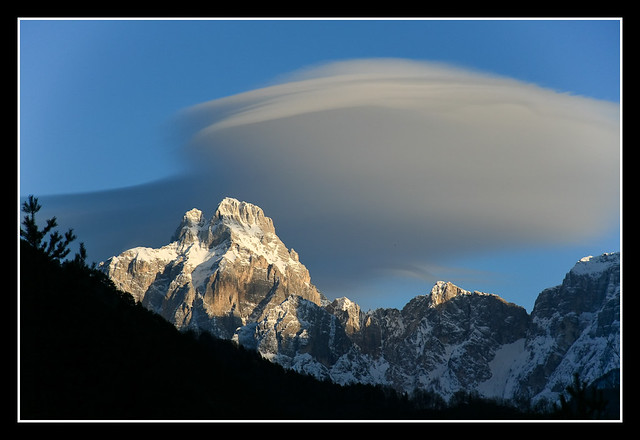 Mountain with lenticular cloud