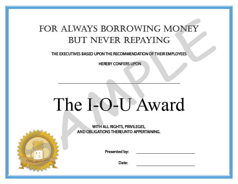 Funny Employee Office Awards: The I-O-U Award | This is part… | Flickr