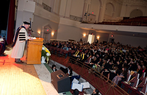 President Dr. Flynn addresses students and audience at Baccalaureate Awards and Hooding Ceremony