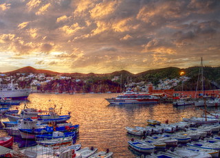 Sunset on the Ponza's harbour
