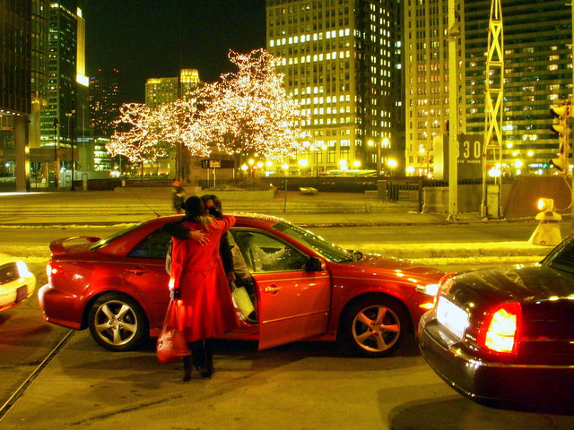 chicago. embrace in red