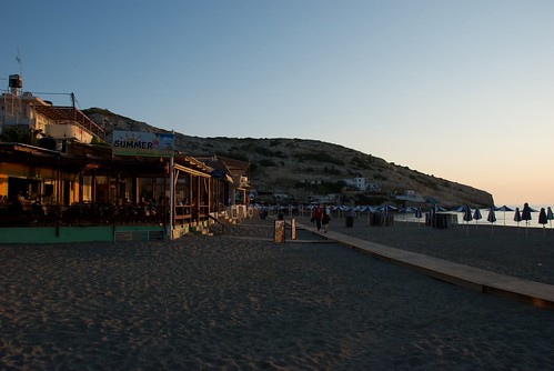Setting sun on Matala beach