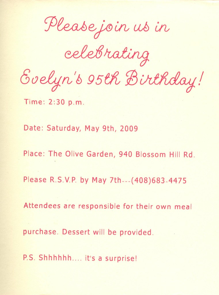 Grandmas 95th Birthday Party Invitation Inside Dale Morton Flickr