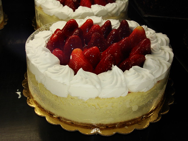 Cheescake with strawberries topping , Porto's Bakery, Burbank CA