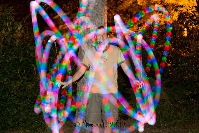 Me spinning LED poi and trying a new strobe idea