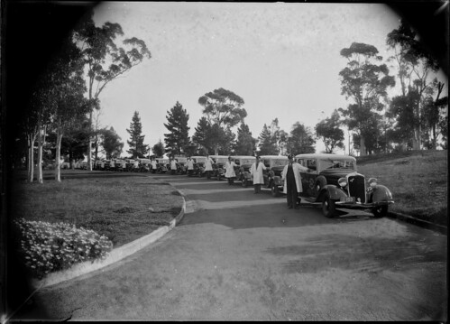 All British Cab Service taxi cabs with their uniformed drivers | by Powerhouse Museum Collection