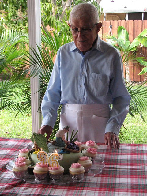 My Abuelito with his Cake and Cupcakes