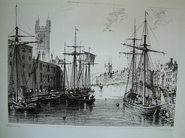 The Drawbridge and St Augustine's the Less From Near St Stephen's Church by W H Bartlett