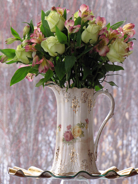 Vintage Pitcher with Roses