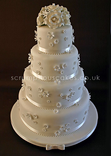 Wedding Cake (483) - White Flowers & Sugar Bouquet