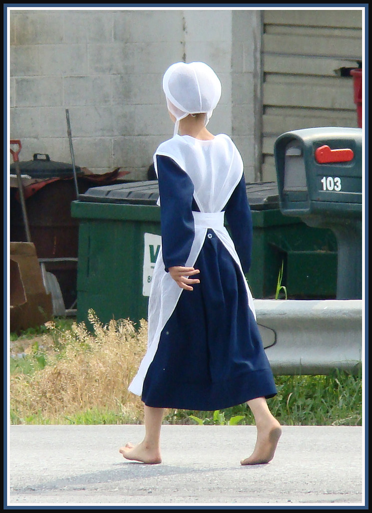 Explored 6/02/09 A young Amish girl walks along Ronks road in Lancaster Cou...