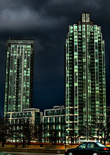 street city sky green glass car clouds buildings stormy mississauga stormclouds cannonpowershota1000is