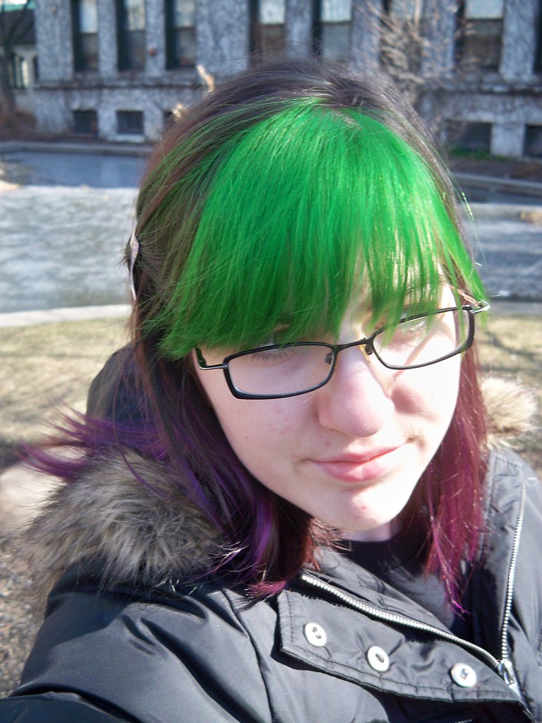 Epic Hair | Fringe is Forest Green over bleached-to-golden-b… | Flickr