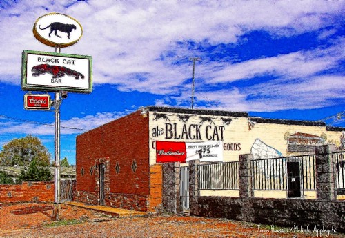 Black Cat Bar on Route 66 in Seligman, Arizona by Melbie Toast