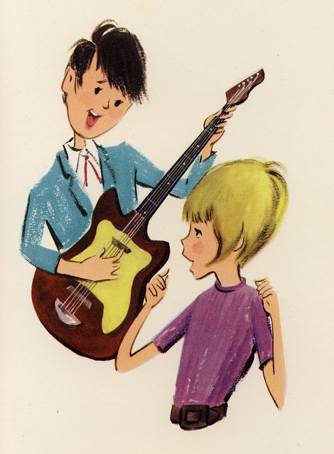 1960s Card - Kids With Guitar