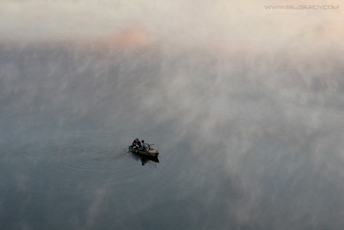 Fishing by BEZBERDY, This shot was taken from the bridge over Sozh river in Gomel region... early in the July morning....
