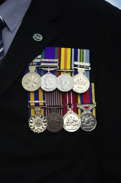 Medals of an Anzac who marched at Warilla Bowling Club to the Cenotaph for the anzac service