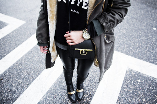 Sweatshirt-Leather_Pants-Parka_Kookai-Style-Chained_Boots-… | Flickr