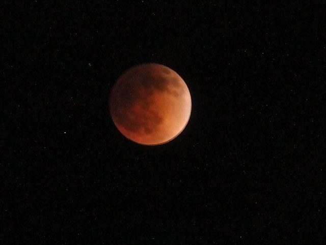 Full lunar eclipse(blood moon) from Griffith Park Observatory in Los Angeles, CA