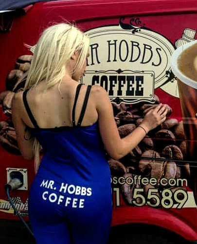 Retro Photos of the Mr Hobbs Coffee Girls working with our Event Team with Model Leah.