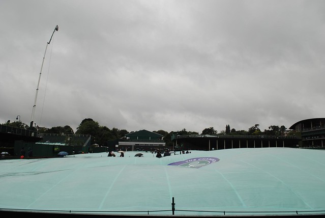 The outside courts with the covers on