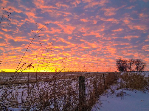 Oneco, Illinois sunset by pjjoet, Sunset from Oneco, Illinois on Dec. 24, 2013.sunset illinois day cloudy oneco pwwinter